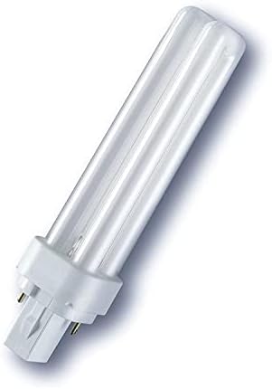  Bombilla Fluorescente Compacta Dulux D G24d, 26W,1800Lm 2400K Color Blanco Cálido, [Clase de eficiencia energética B]