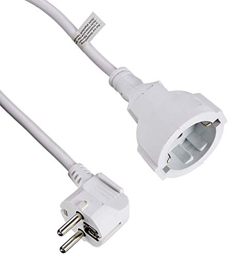 alargador alemán de 2 metros, 3G y grosor de 1,0 mm². De alta calidad, en blanco, ideal para conexiones eléctricas seguras y eficientes. Perfecto para todas tus necesidades eléctricas.