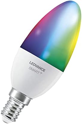  Lámpara LED inteligente con tecnología WiFi, enchufe E14, regulable, color de luz cambiante(2700-6500K), colores RGB cambiables, reemplazo de 40W, SMART+ WiFi Vela Multicolour, paquete de 1