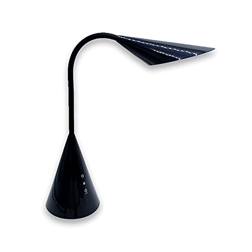 lámpara LED sobremesa negra de 8W con regulador de intensidad y cambio de color. Ideal para crear ambientes acogedores y personalizados en cualquier espacio.