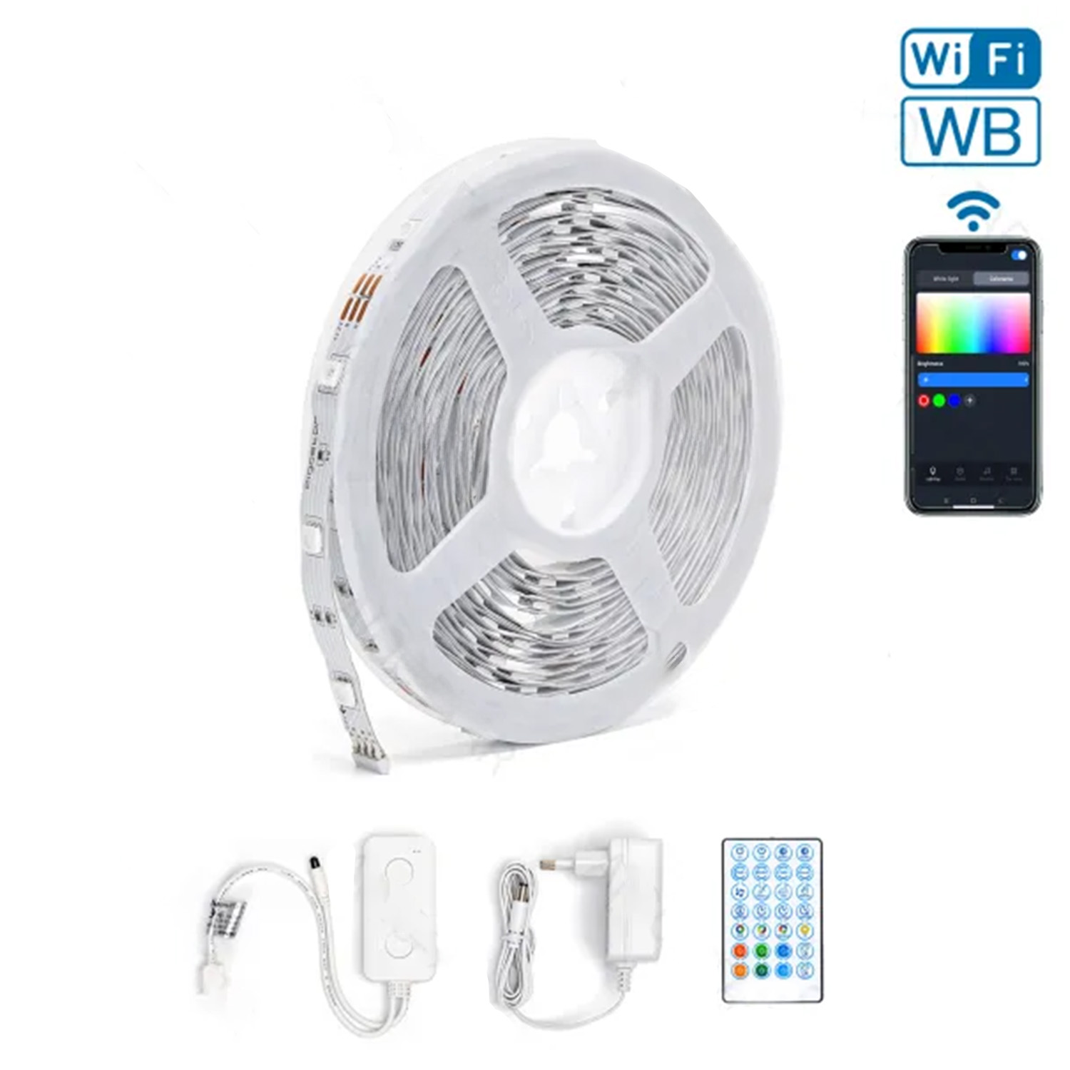 tira de luces LED RGB de 10m | Bajo voltaje, iluminación personalizable, ideal para decoración de interiores y exteriores.