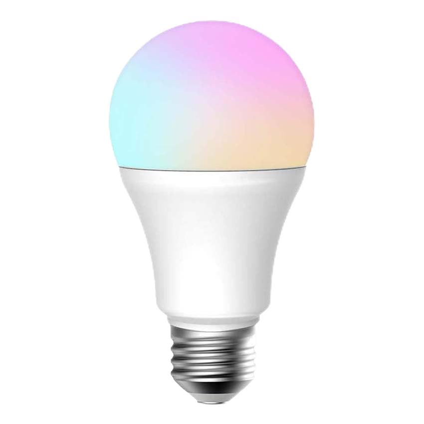 bombilla LED E27 15W RGB+CCT Bluetooth Mesh, control a distancia, ajustes de color y temperatura, ideal para ambientes personalizables y decoración.