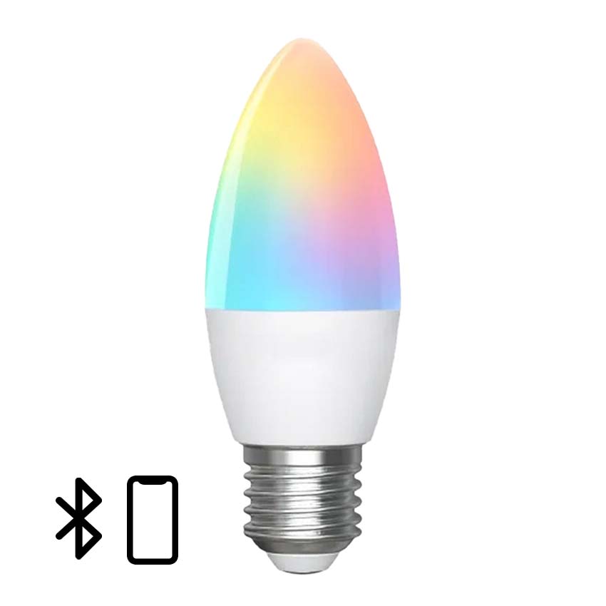 bombilla Bluetooth MESH E27 6.5W RGB+CCT - Control inalámbrico, múltiples colores, ajuste de temperatura, ideal para ambientación y smart home.