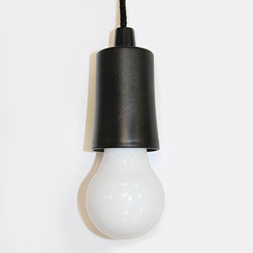 bombilla LED recargable y portátil con batería, color negro, ideal para iluminación en lugares sin electricidad y decoración.