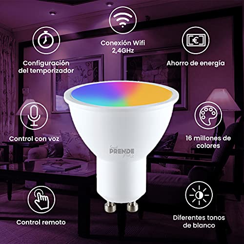  Pack ahorro SMARTBombilla inteligente dicroicaRGB, 5.5W GU10Pack 4 lámpara dicroica SMART